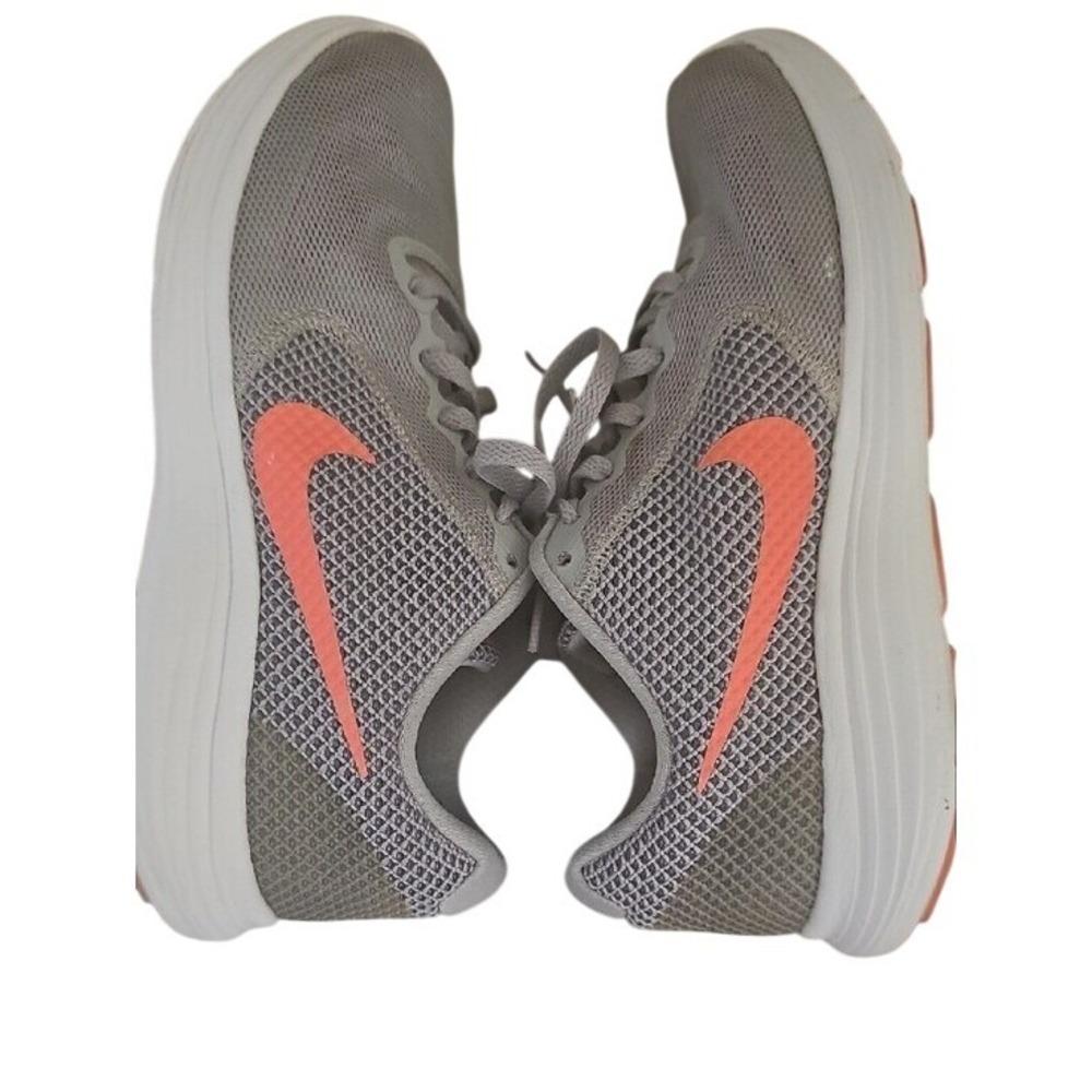 Nike Revolution 3 Women Running Shoes Wolf Grey Hyper Orange 8.5 819303 002 Gym - Picture 4 of 9